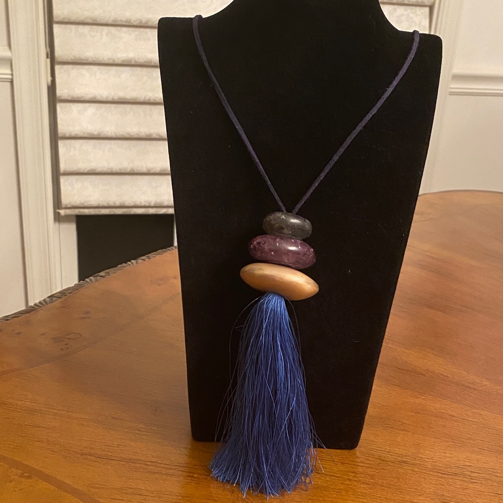Elegant Blue And Purple Tassel Necklace